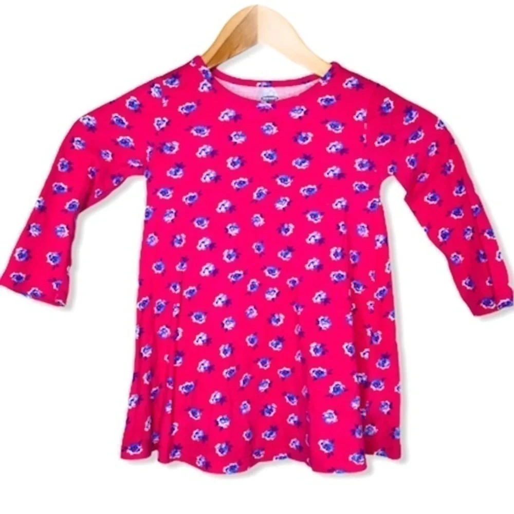 𝅺old Navy Pink with Purple Flower Cotton Dress